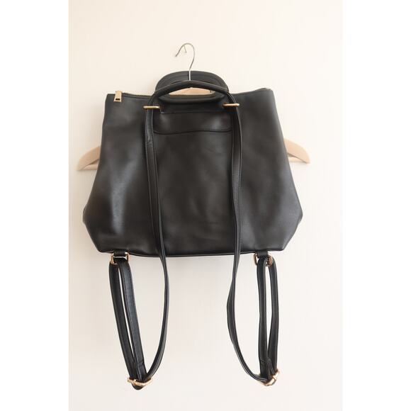 Moda Luxe Suede Leather Backpack with Gold Hardware Chic Modern Profile - Picture 6 of 10